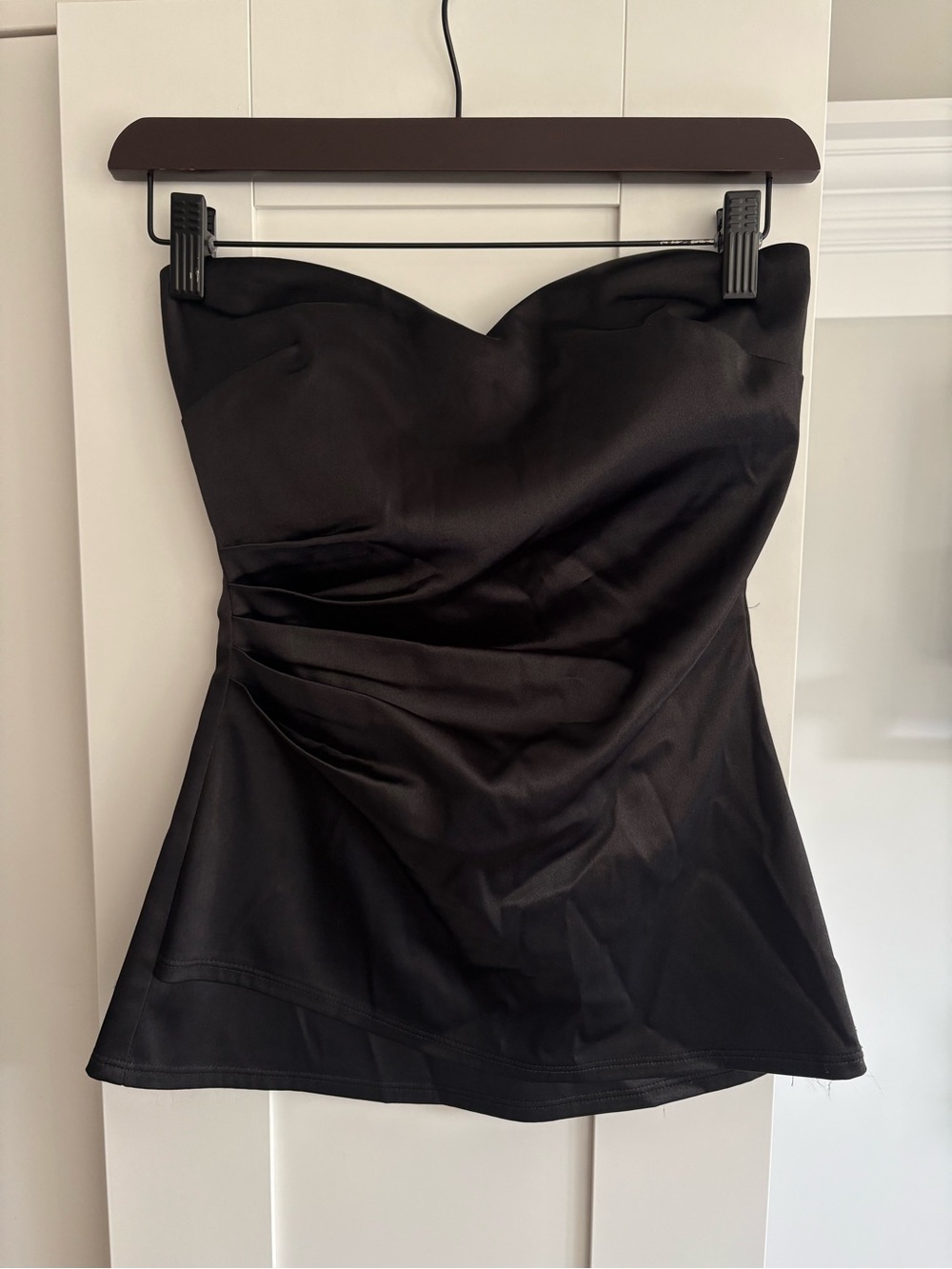 Vintage Le Chateau Strapless Black Satin Top